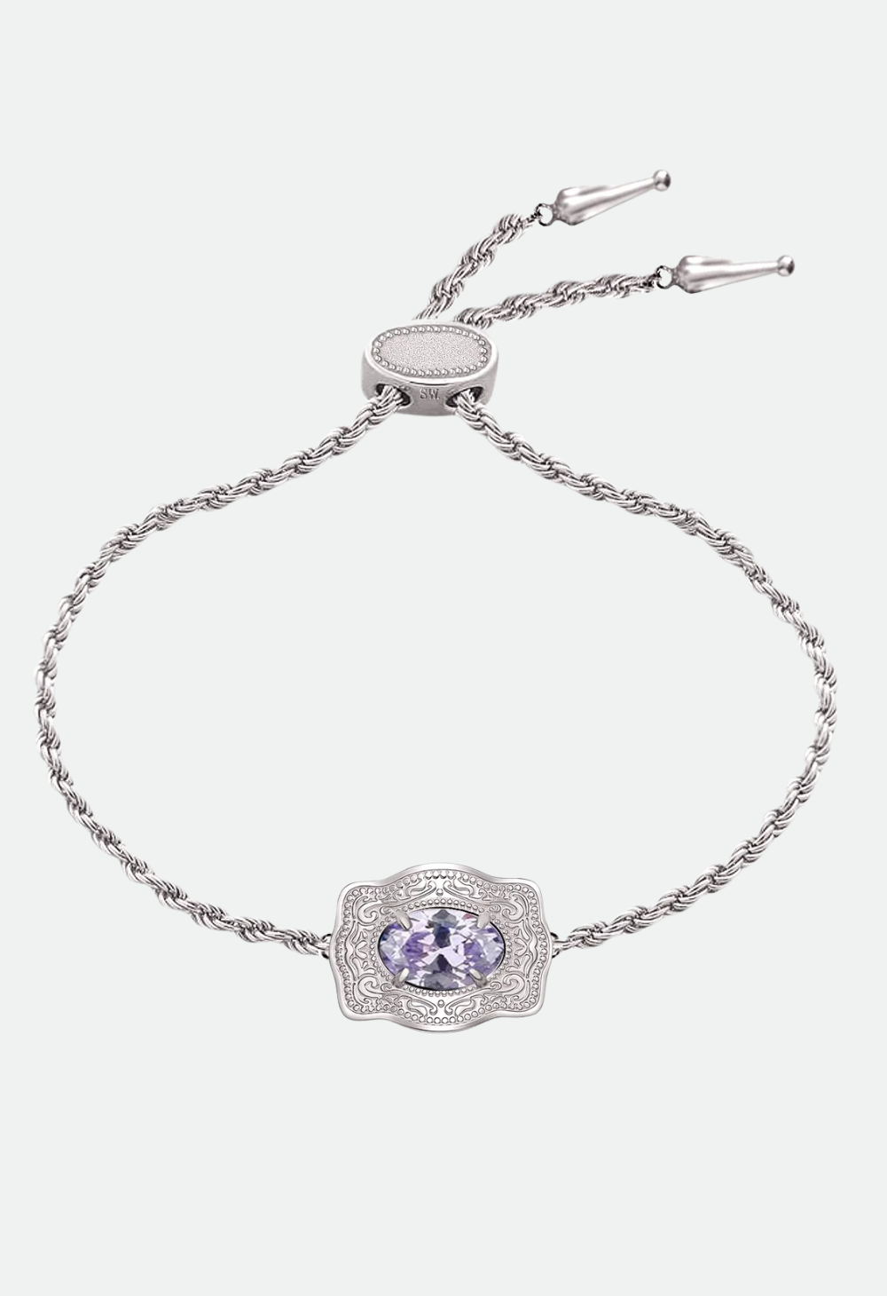 SpurWest Ultra Mini Belt Buckle Birthstone Bracelet - Silver