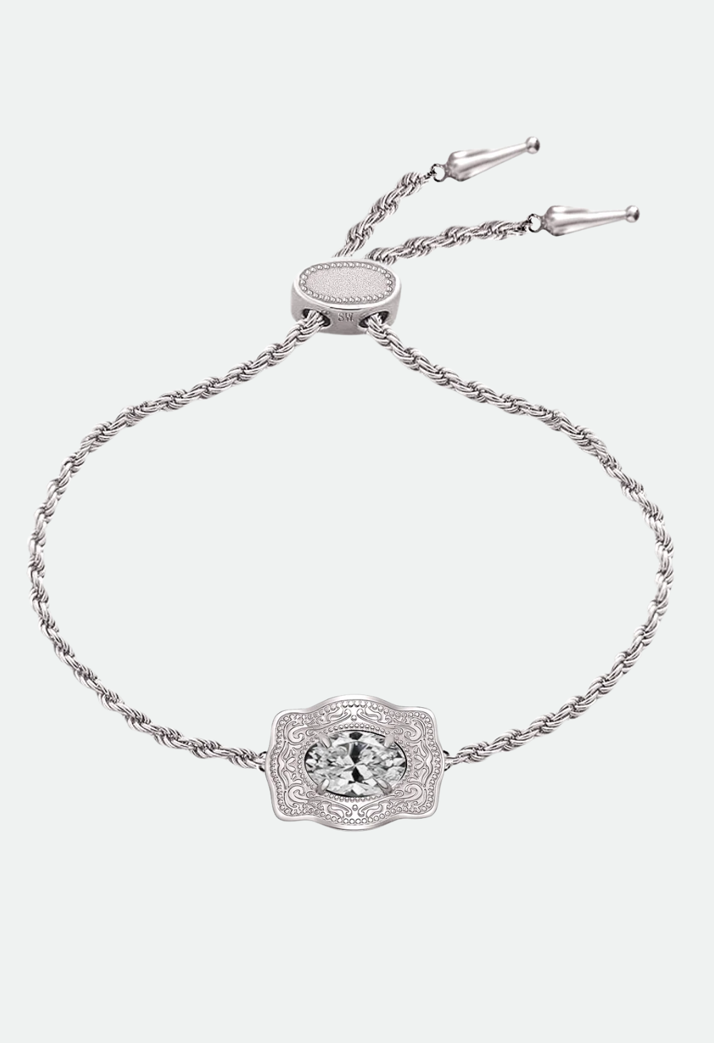 SpurWest Ultra Mini Belt Buckle Birthstone Bracelet - Silver