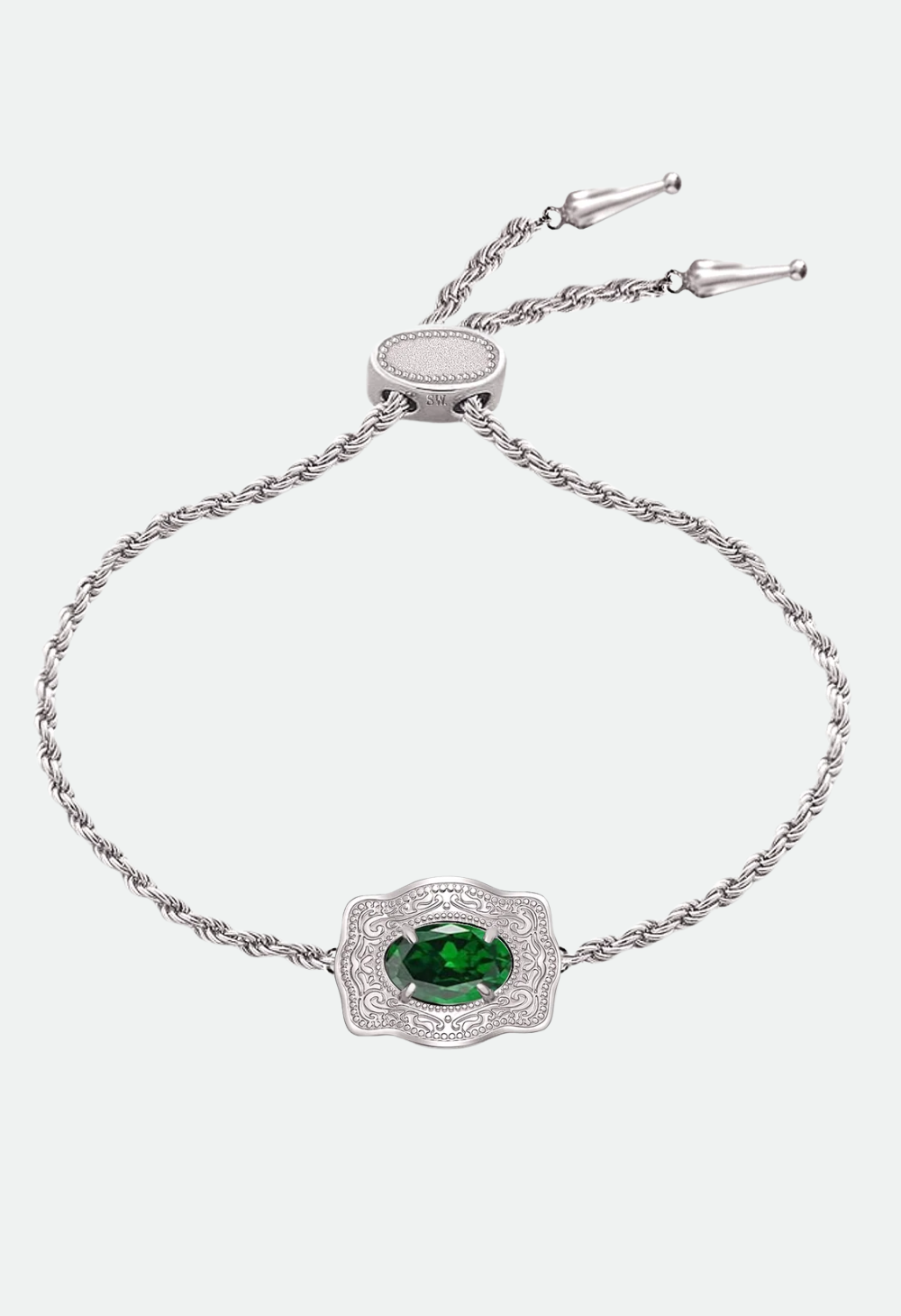 SpurWest Ultra Mini Belt Buckle Birthstone Bracelet - Silver