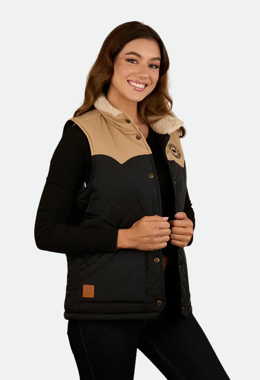 Ringers Western Women's Selwyn Puffer Vest - Dark Sand/Black