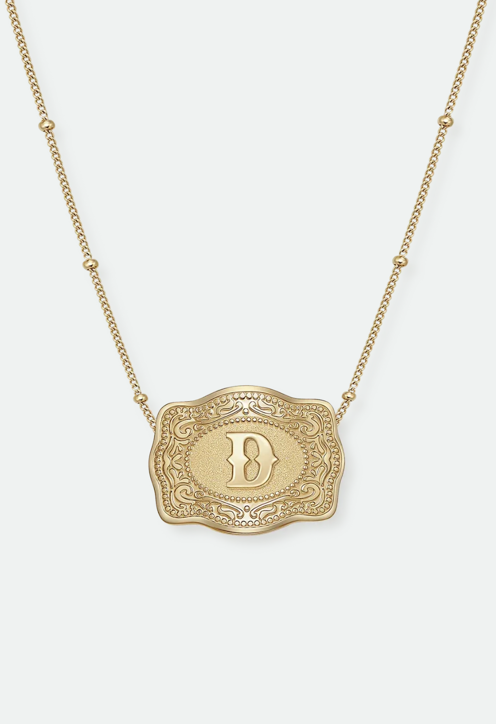 SpurWest Mini Belt Buckle Necklace (Initial) - Gold