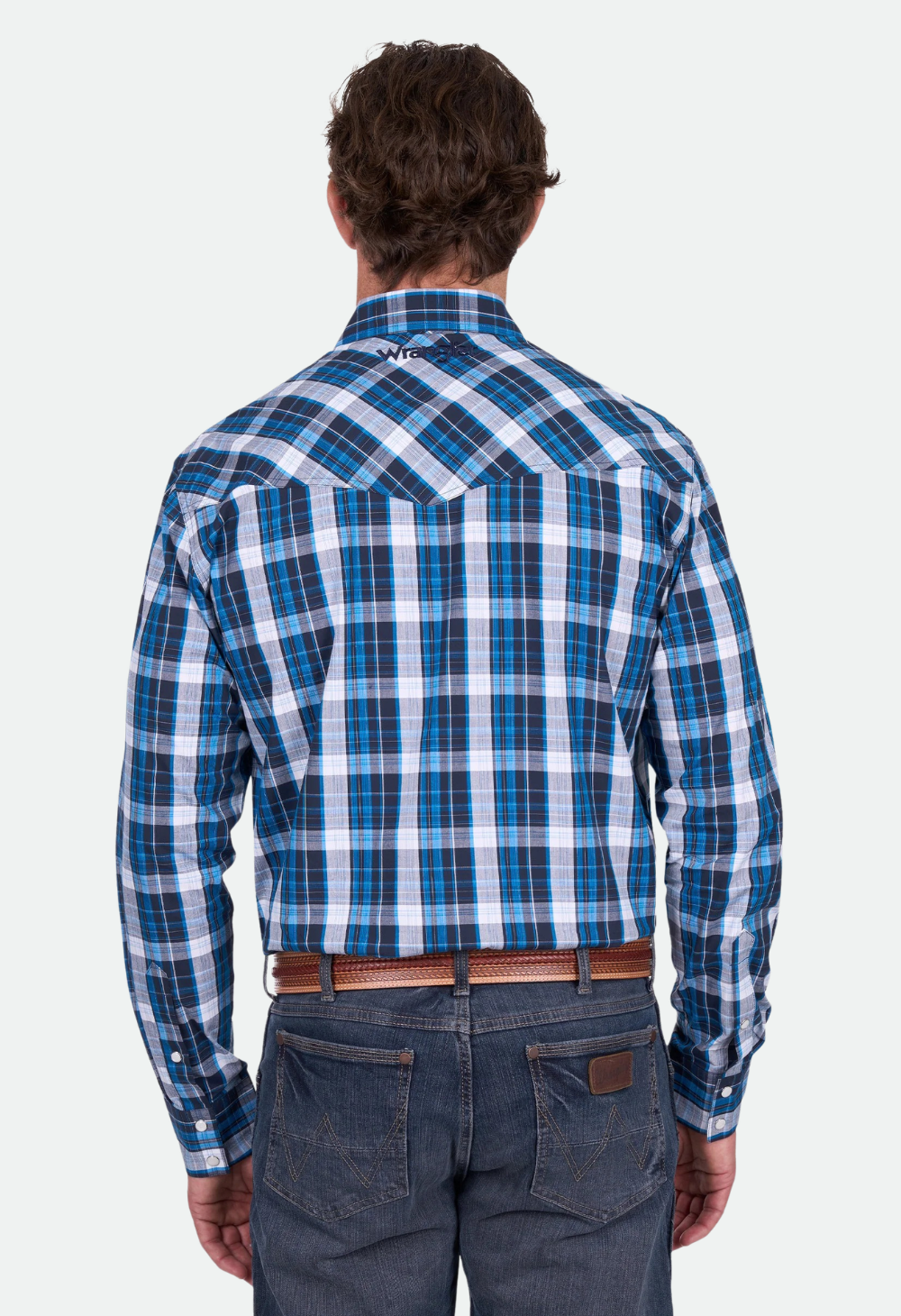 Wrangler Men’s Tony Check Logo Western Long Sleeve Shirt