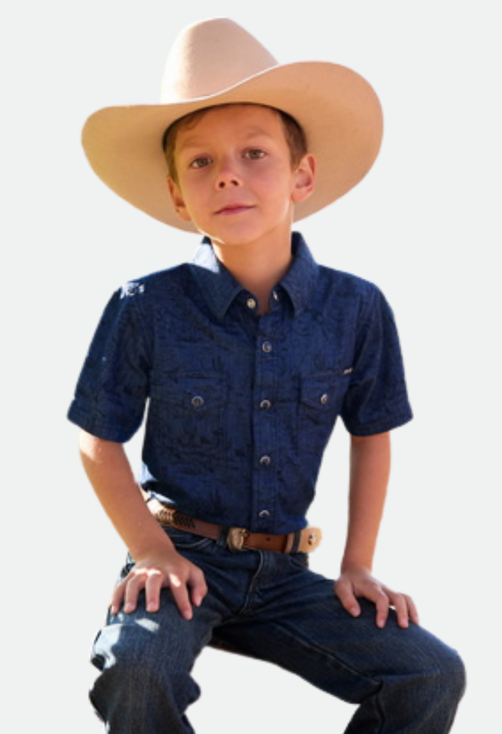 PURE WESTERN BOYS DREW SS SHIRT (DENIM)
