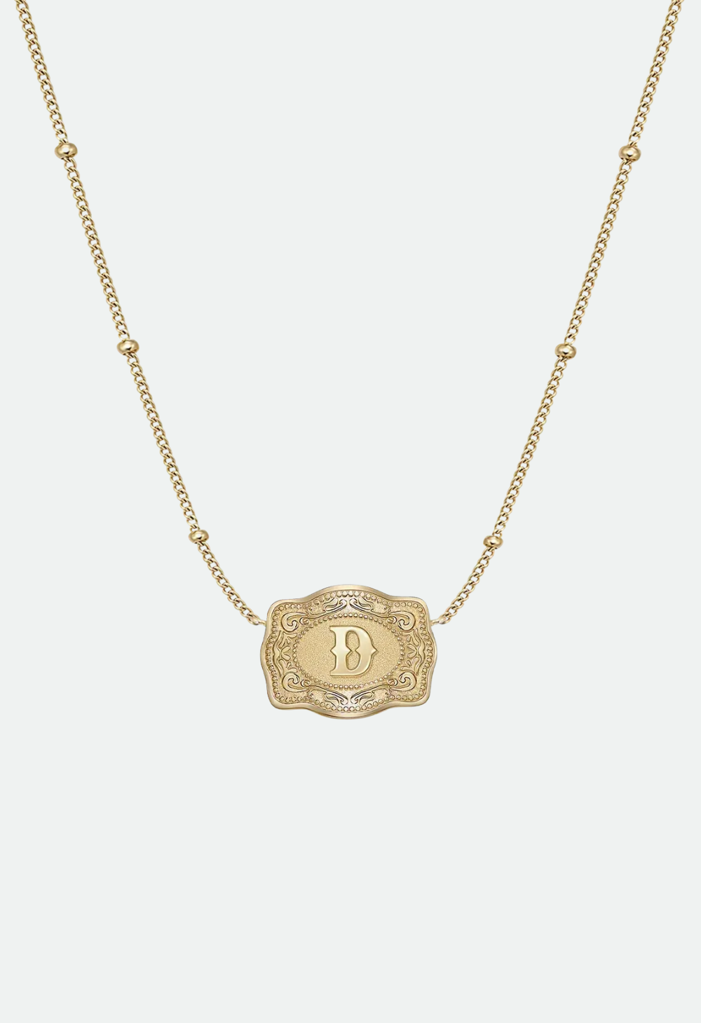 SpurWest Ultra Mini Belt Buckle Necklace (Initial) - Gold