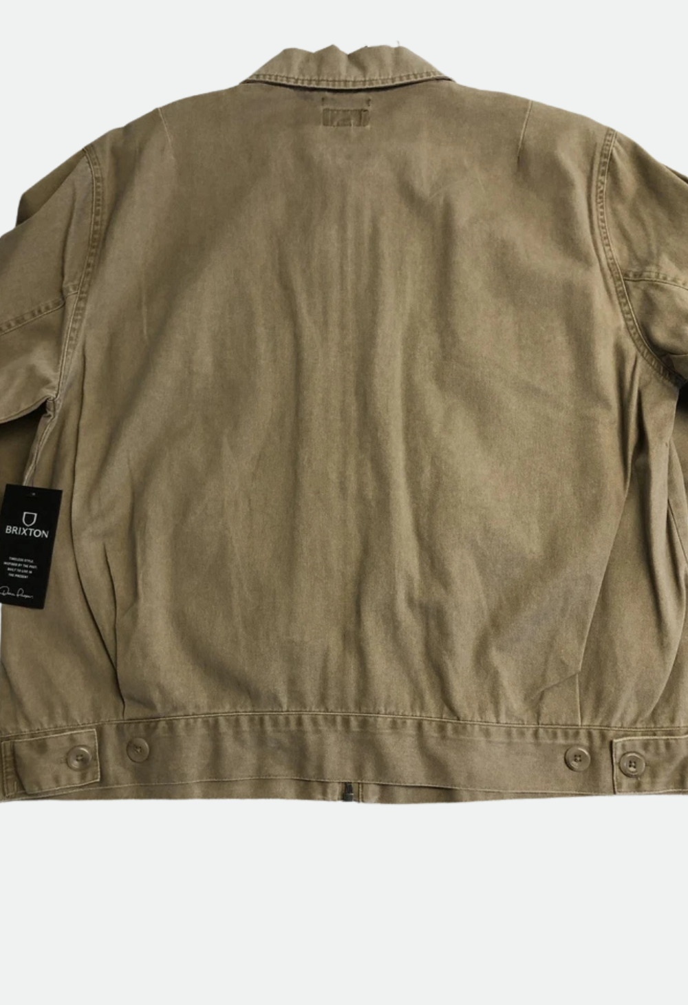 Brixton Mens Trademark Garage Jacket Relaxed Fit Cotton Washed Khaki