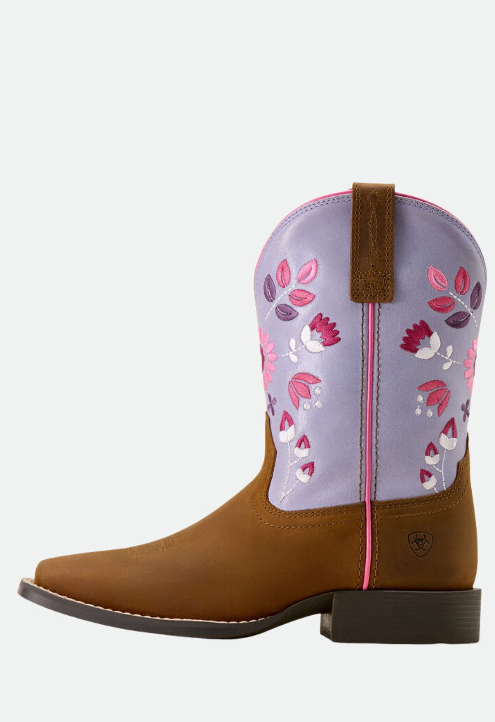 Ariat Girls' Wild Bloom Western Boots Square Toe - Distressed Brown|Mytic Lavender