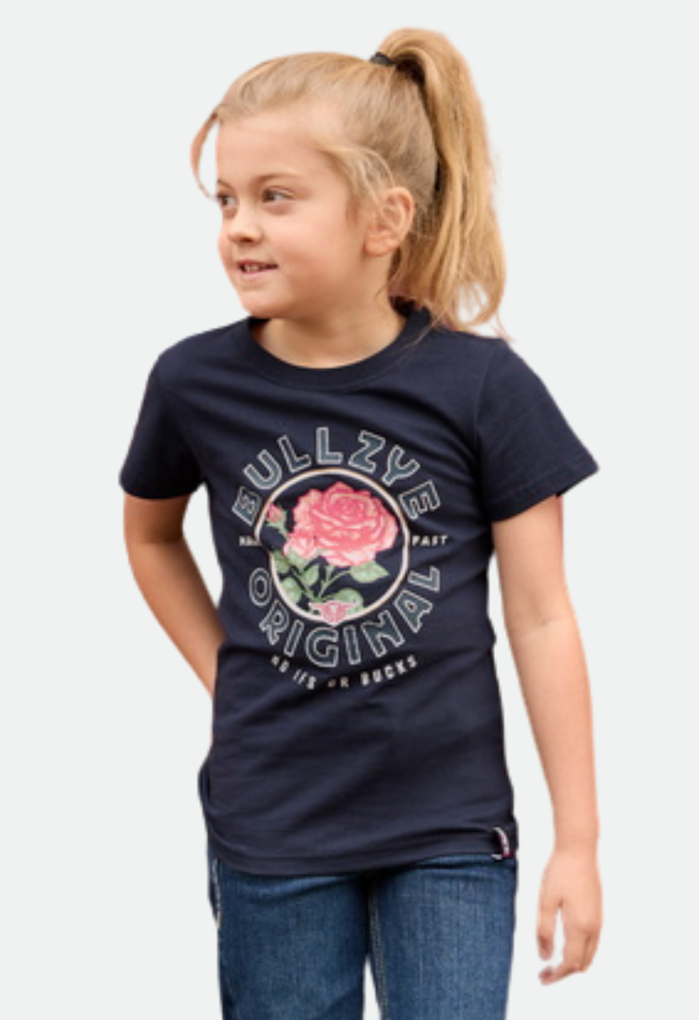Bullzye Girls Rose S/S Tee (NAVY) – No Exchanges or Refunds