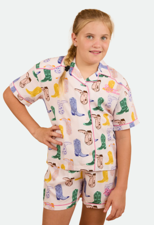 Ringers Western Bianca Kids Short Pyjama Set - Barely Pink