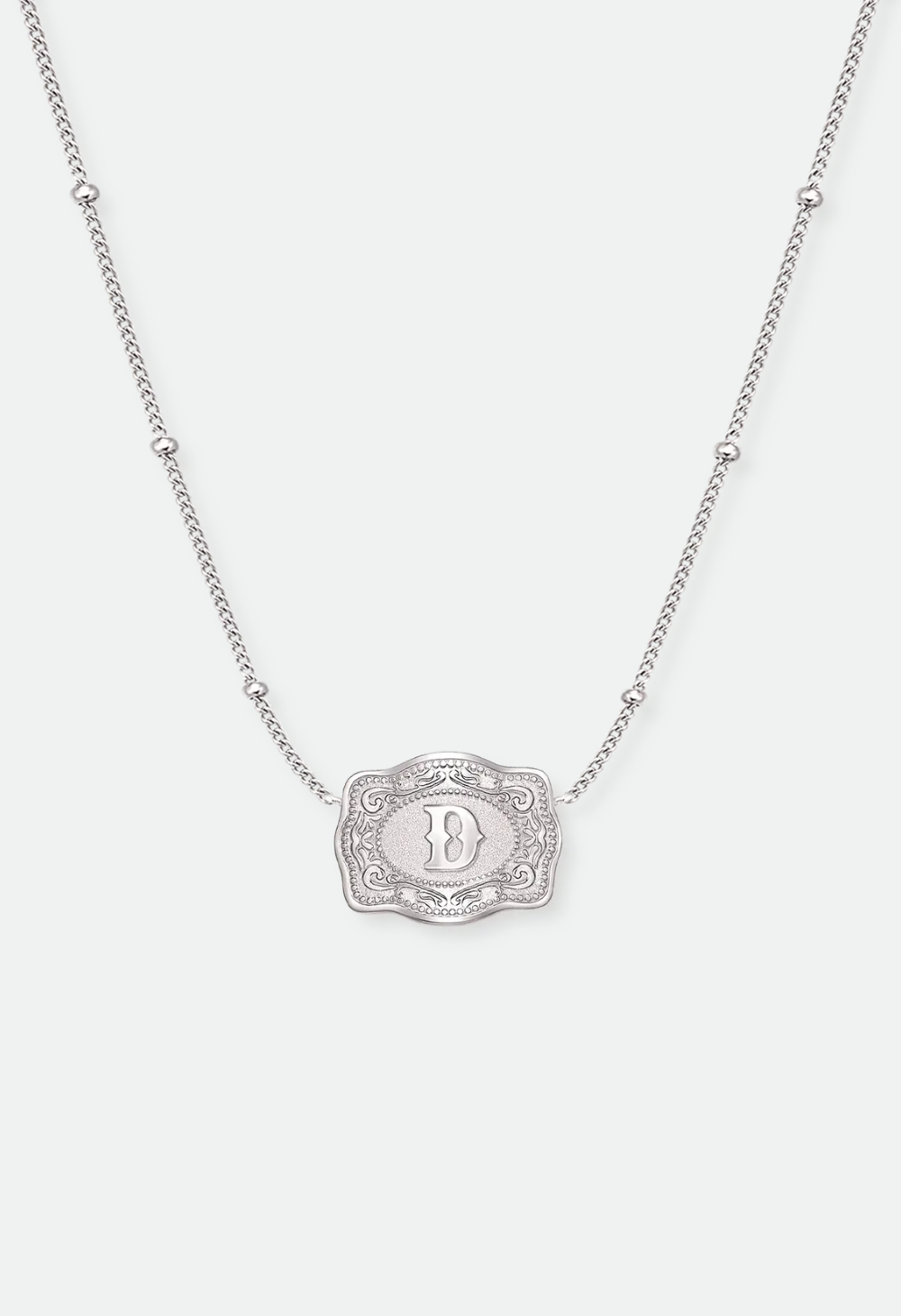 SpurWest Ultra Mini Belt Buckle Necklace (Initial) - Silver