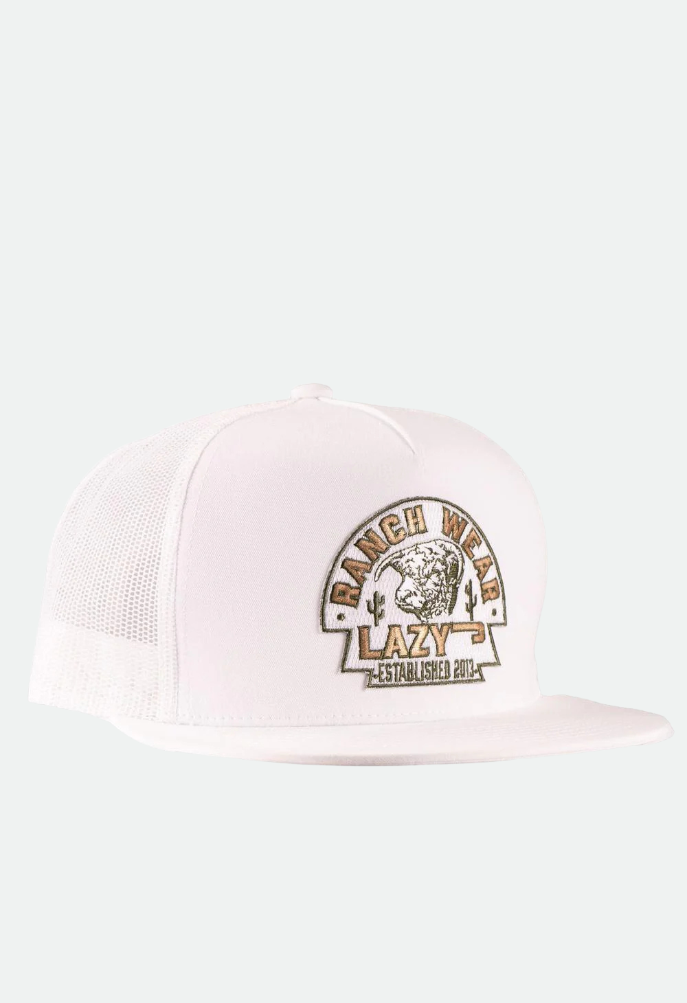 Lazy J Ranch White Olive Arrowhead Classic Five Panel Trucker Hat