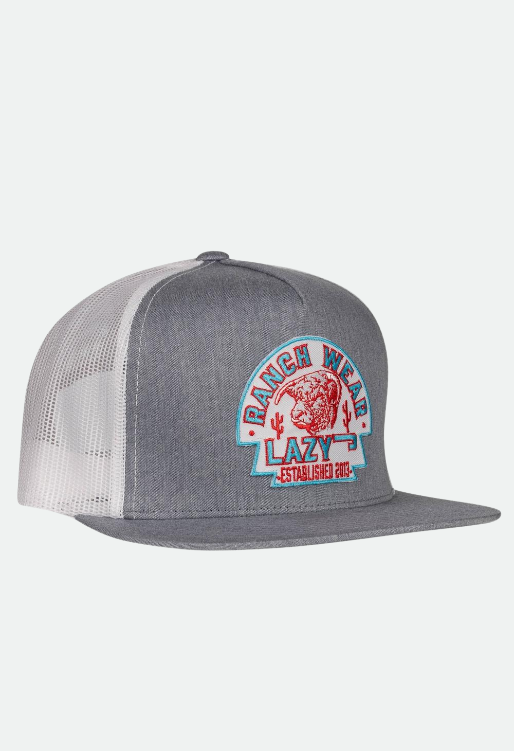 Lazy J Ranch Heather Grey & White Turquoise Arrowhead Classic Five Panel Trucker Hat