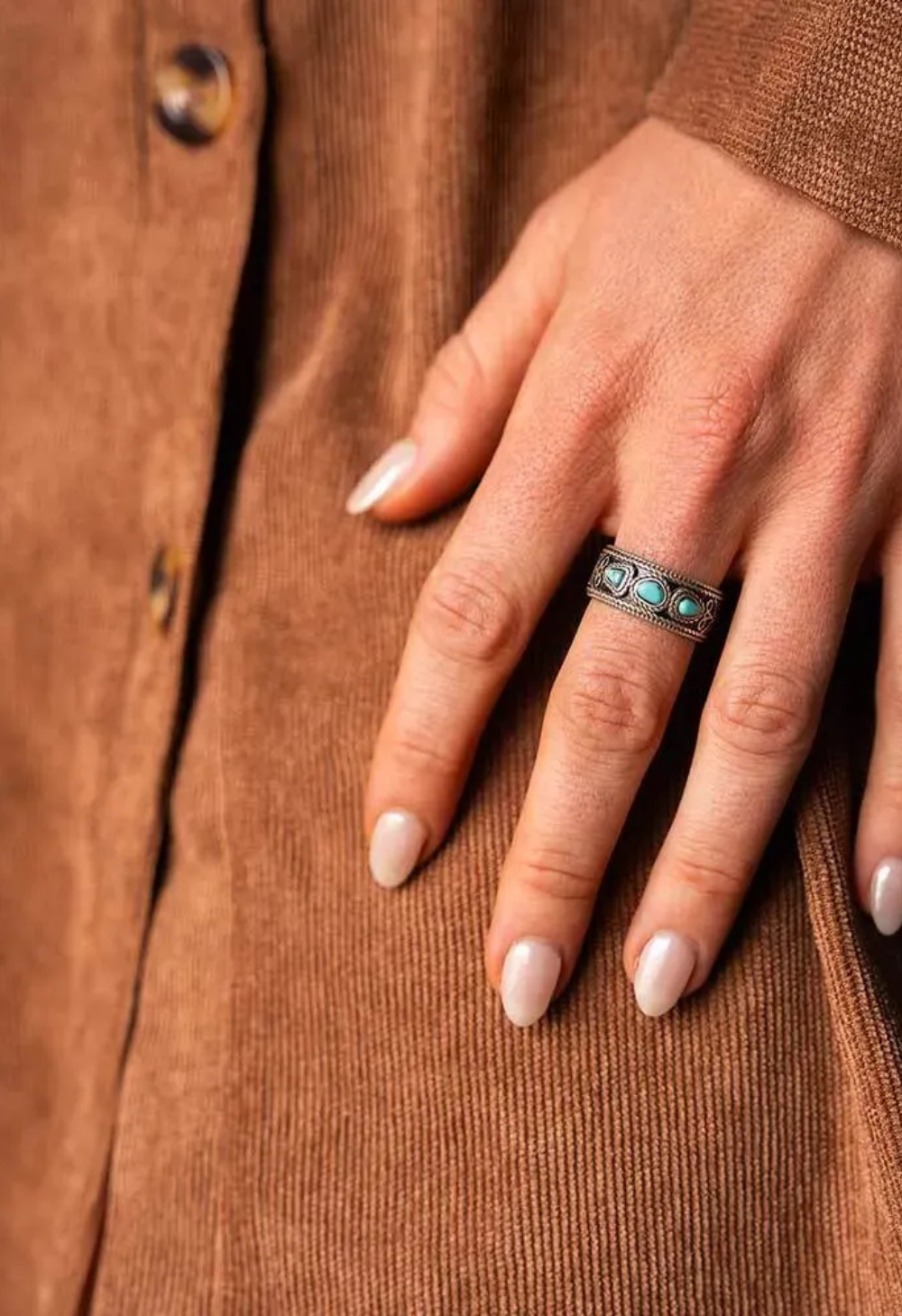 Montana Boot Stitch Turquoise Open Ring