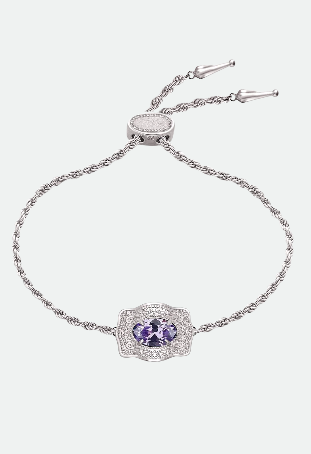 SpurWest Ultra Mini Belt Buckle Birthstone Bracelet - Silver