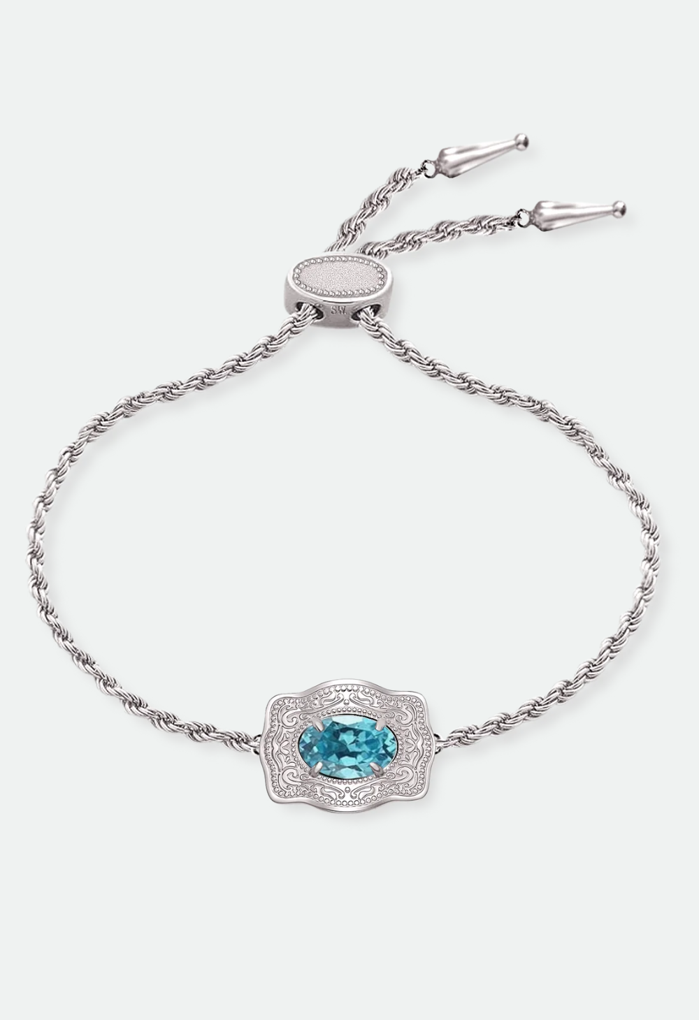 SpurWest Ultra Mini Belt Buckle Birthstone Bracelet - Silver
