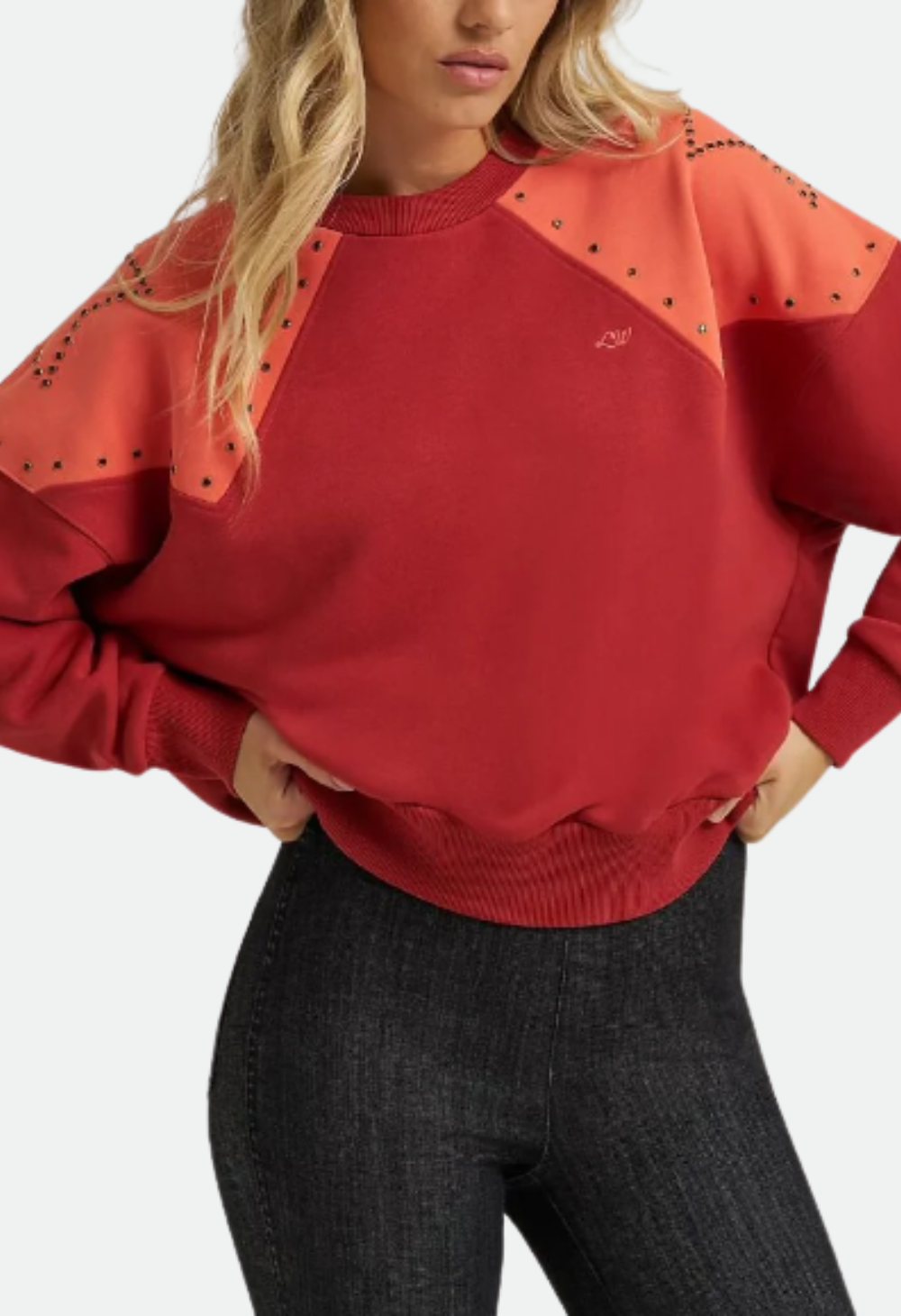 Wrangler Womens X Lainey Wilson Studded Star Crewneck Pullover - Red