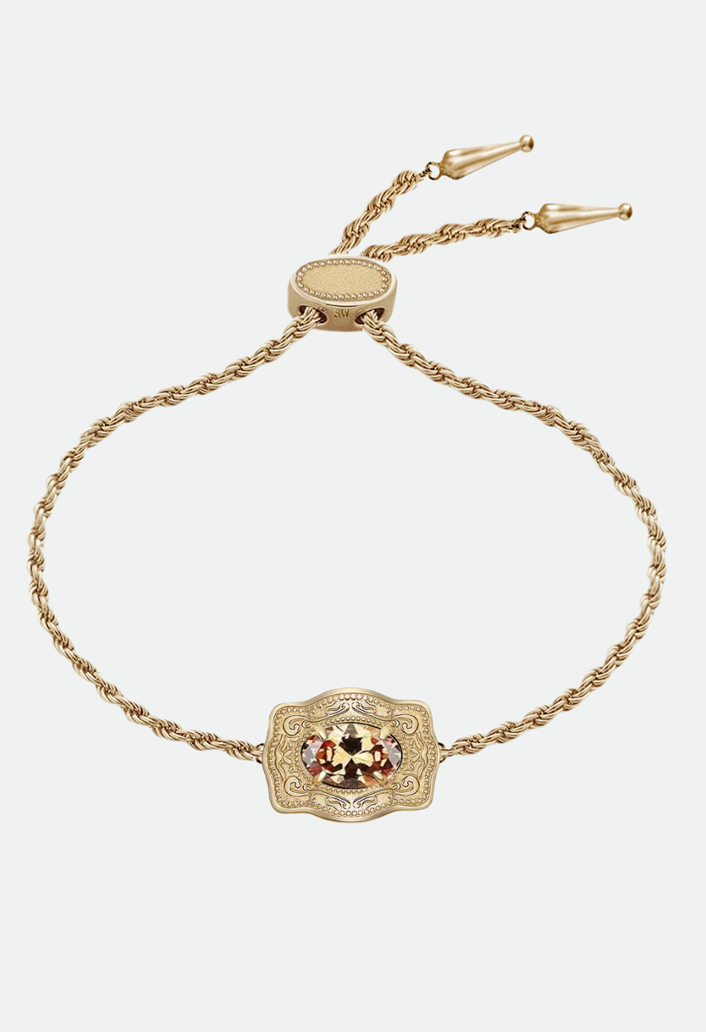 SpurWest Ultra Mini Belt Buckle Birthstone Bracelet - Gold