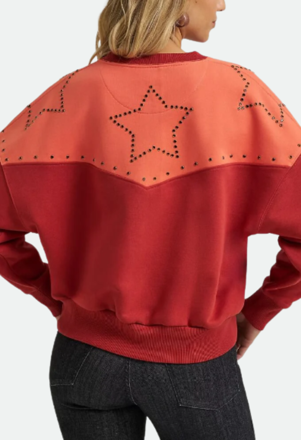 Wrangler Womens X Lainey Wilson Studded Star Crewneck Pullover - Red
