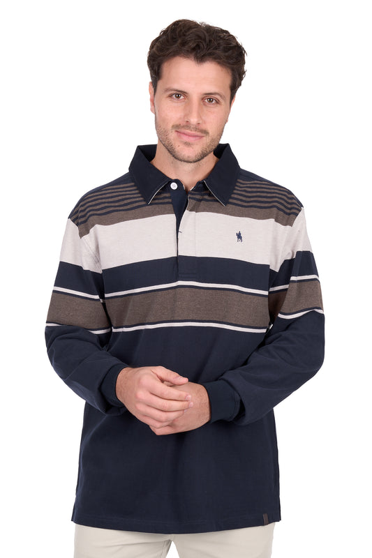 Thomas Cook Men’s Bryan Stripe Rugby - Navy Dark/Tan