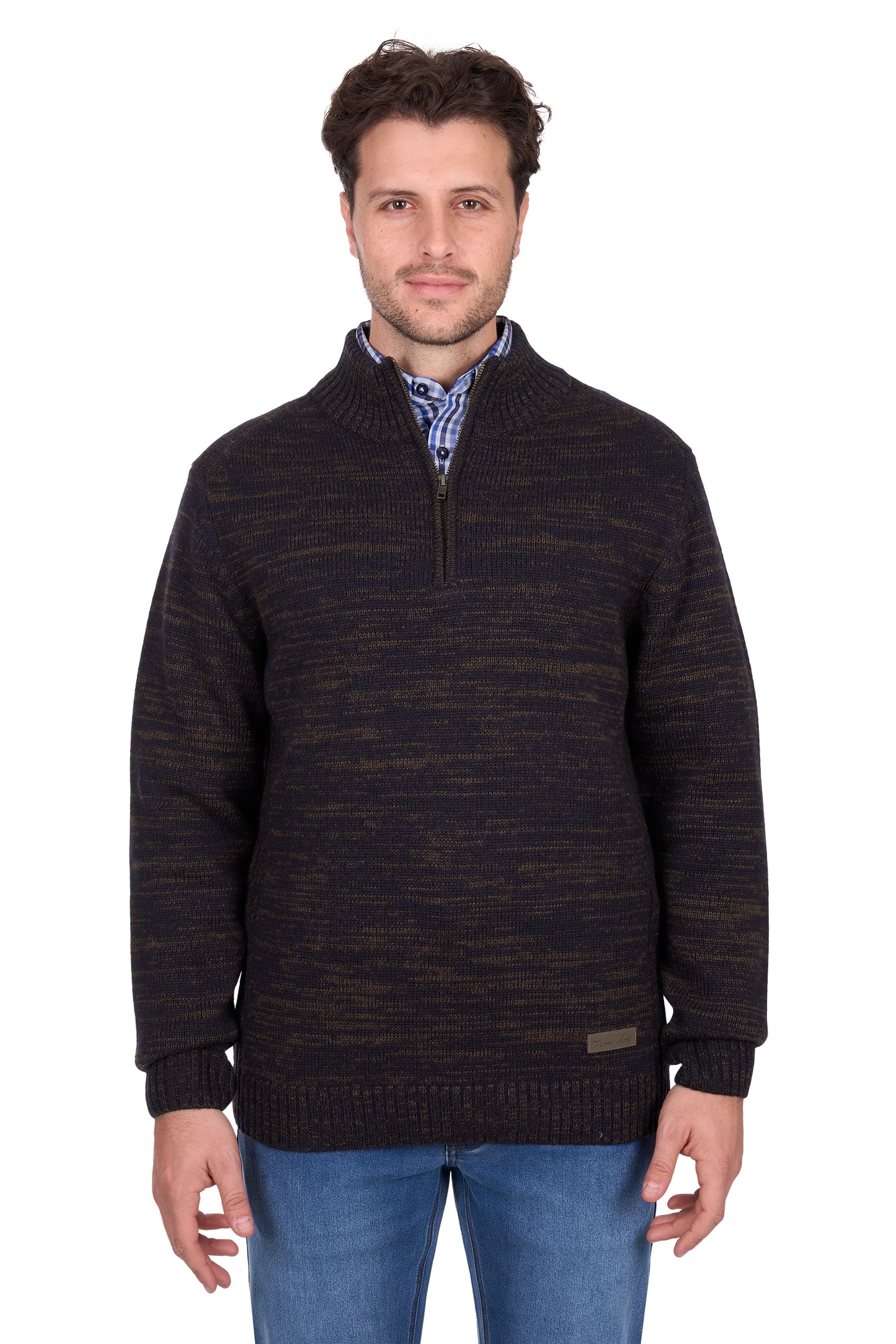 Thomas Cook Men’s Jesse Merino 1/4 Zip Knit Jumper - Blue Marle