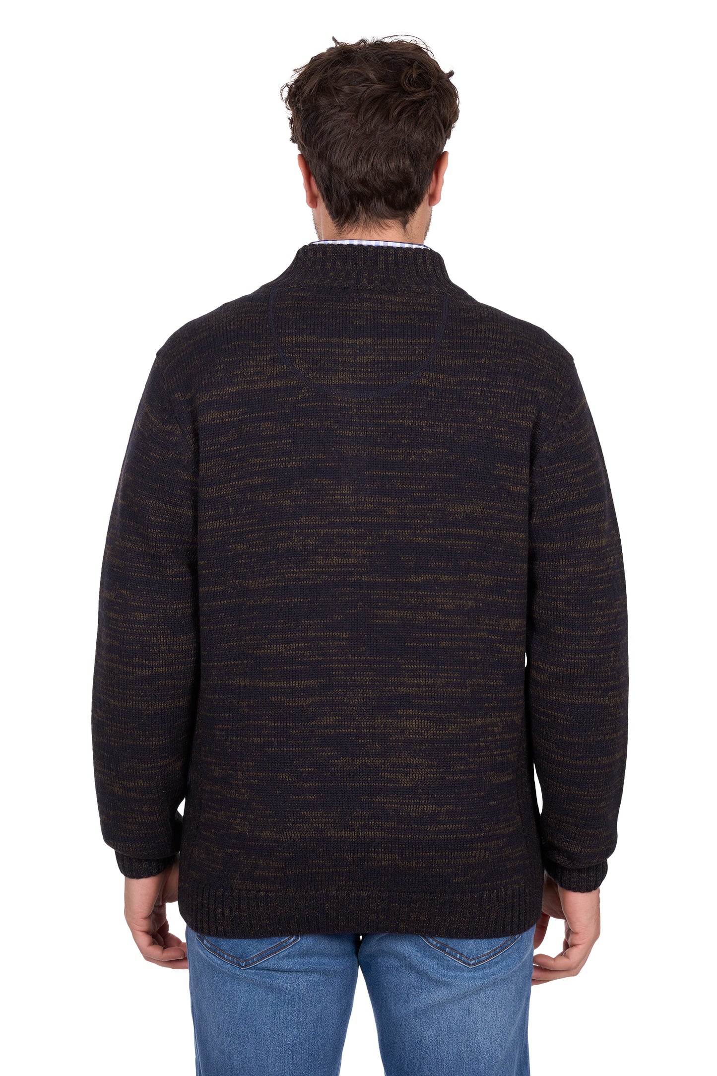 Thomas Cook Men’s Jesse Merino 1/4 Zip Knit Jumper - Blue Marle