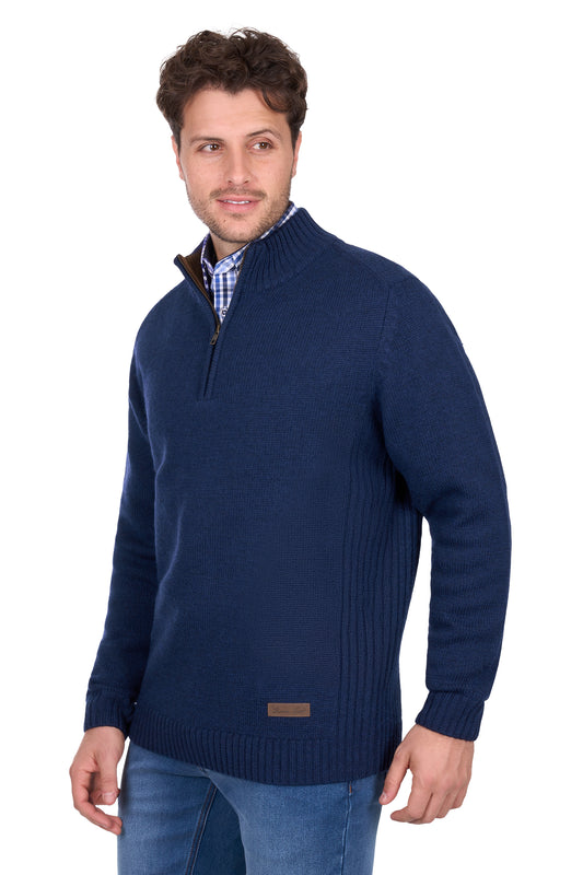 Thomas Cook Men’s Jesse Merino 1/4 Zip Knit Jumper - Blue Marle