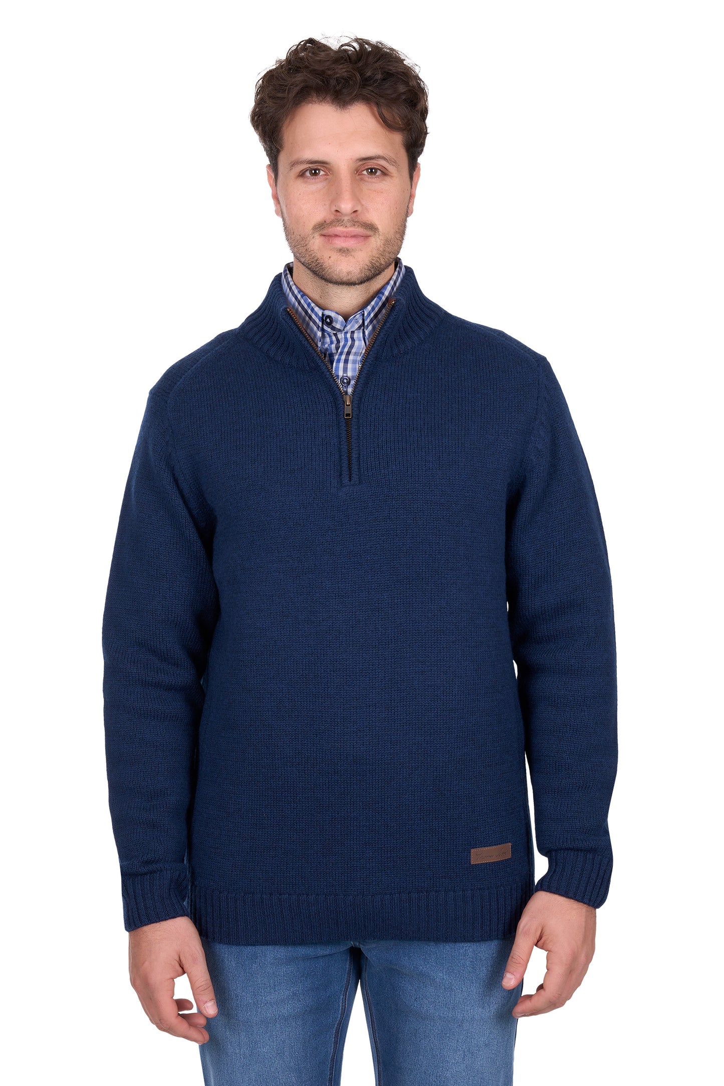 Thomas Cook Men’s Jesse Merino 1/4 Zip Knit Jumper - Blue Marle