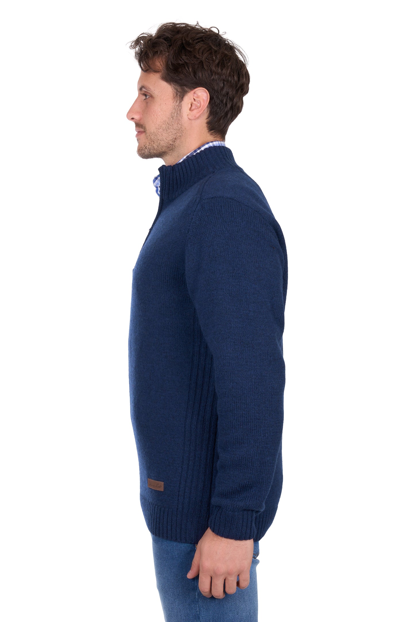 Thomas Cook Men’s Jesse Merino 1/4 Zip Knit Jumper - Blue Marle