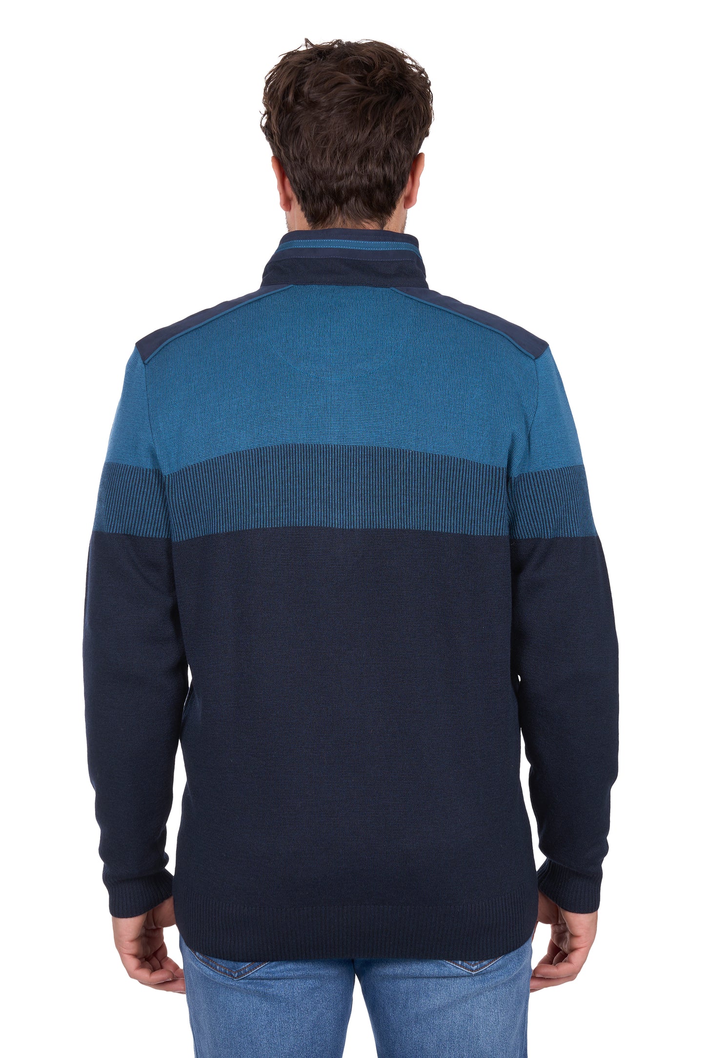Thomas Cook – Men’s Jerry Stripe Merino Blend 1/4 Zip Knit Jumper