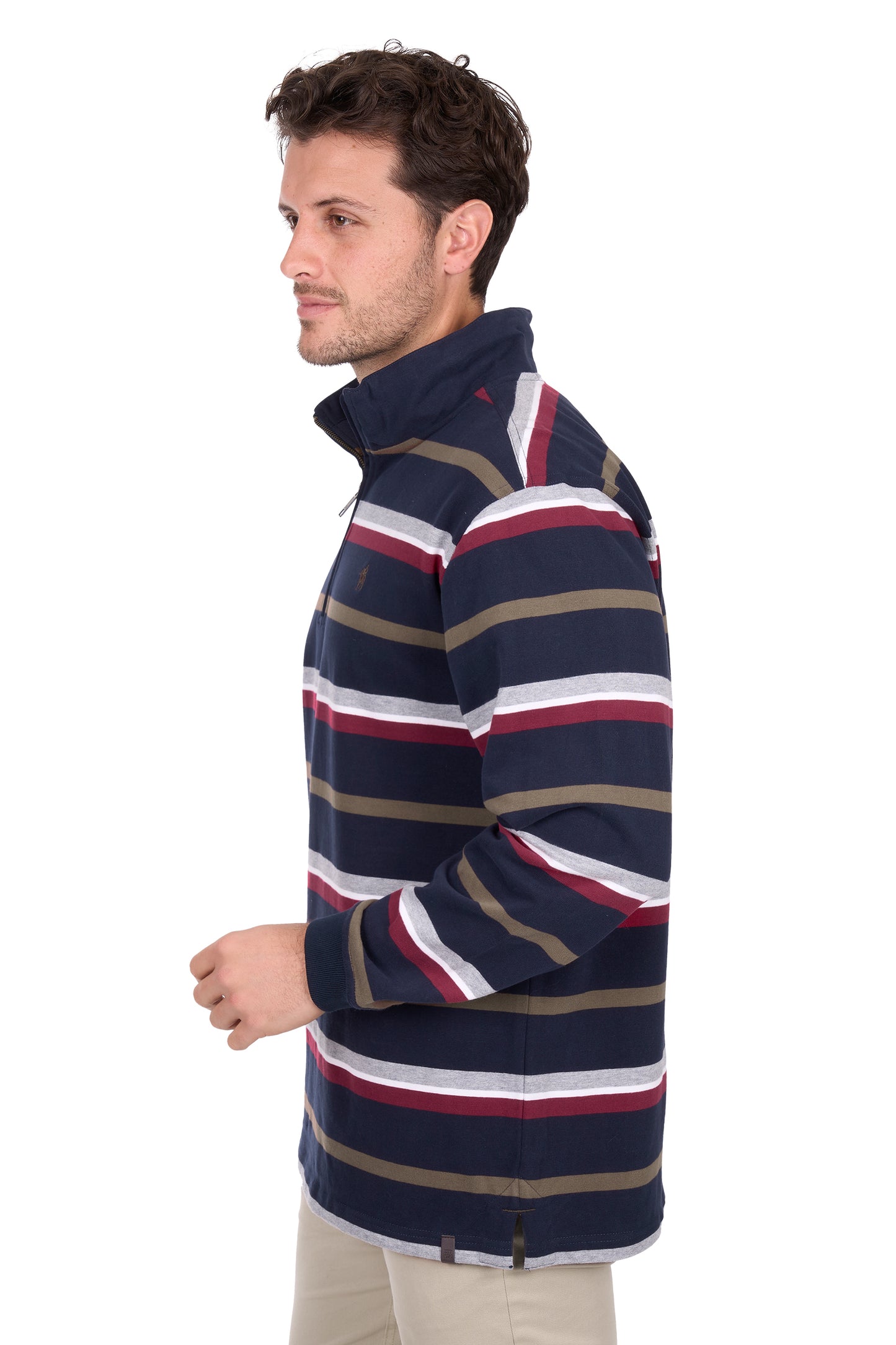 Thomas Cook Men’s Nicholas 1/4 Zip Stripe Rugby - Navy/Multi