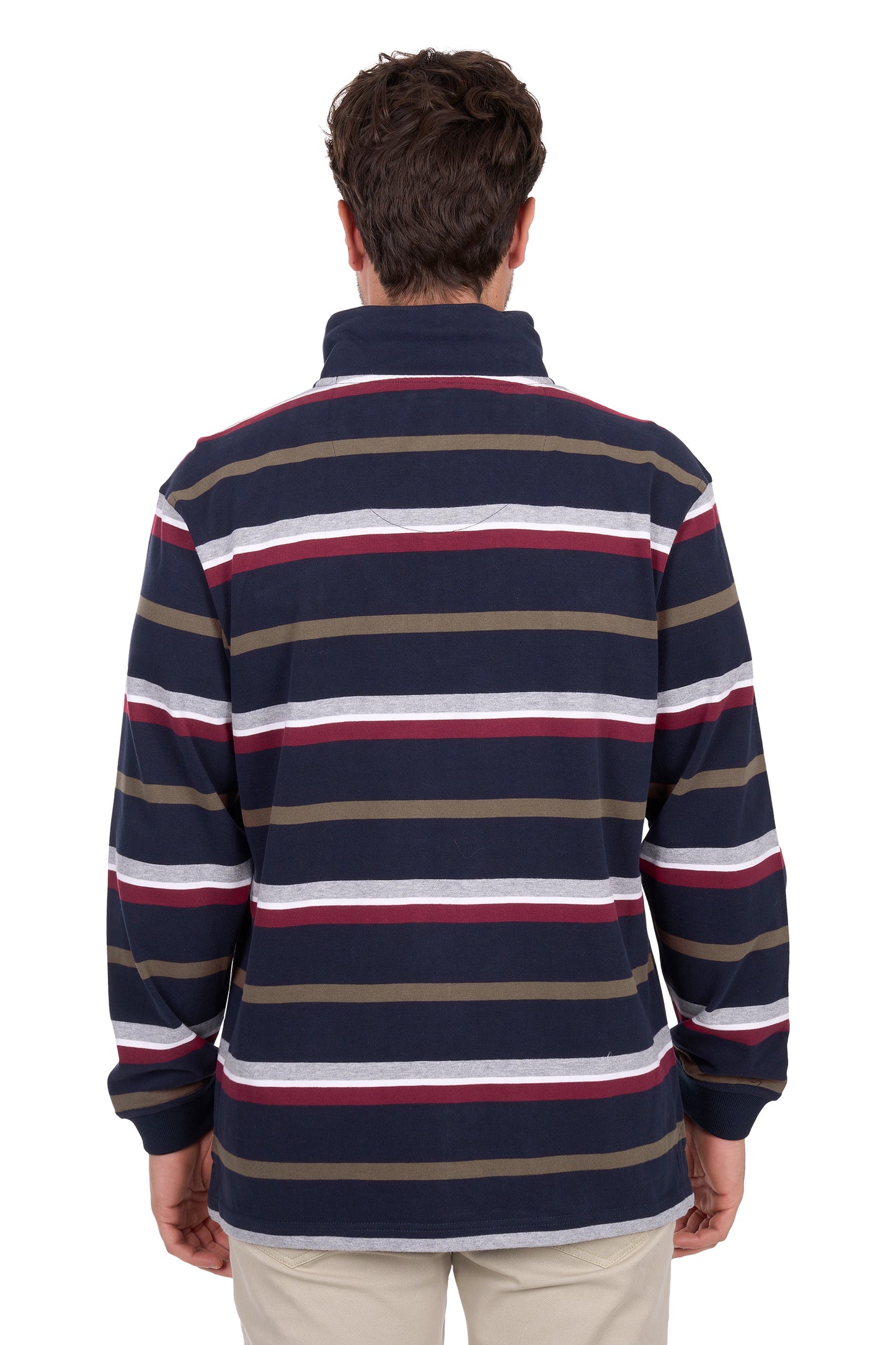 Thomas Cook Men’s Nicholas 1/4 Zip Stripe Rugby - Navy/Multi