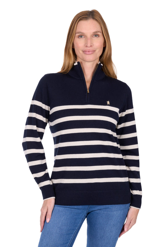Thomas Cook Women's Jeanette 1/4 Zip Stripe Knit Jumper