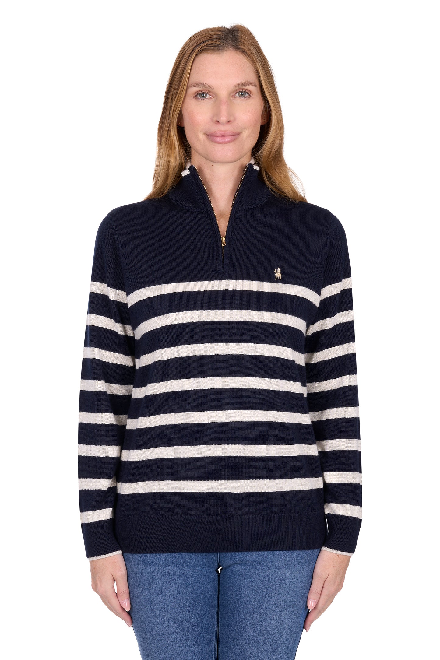 Thomas Cook Women's Jeanette 1/4 Zip Stripe Knit Jumper