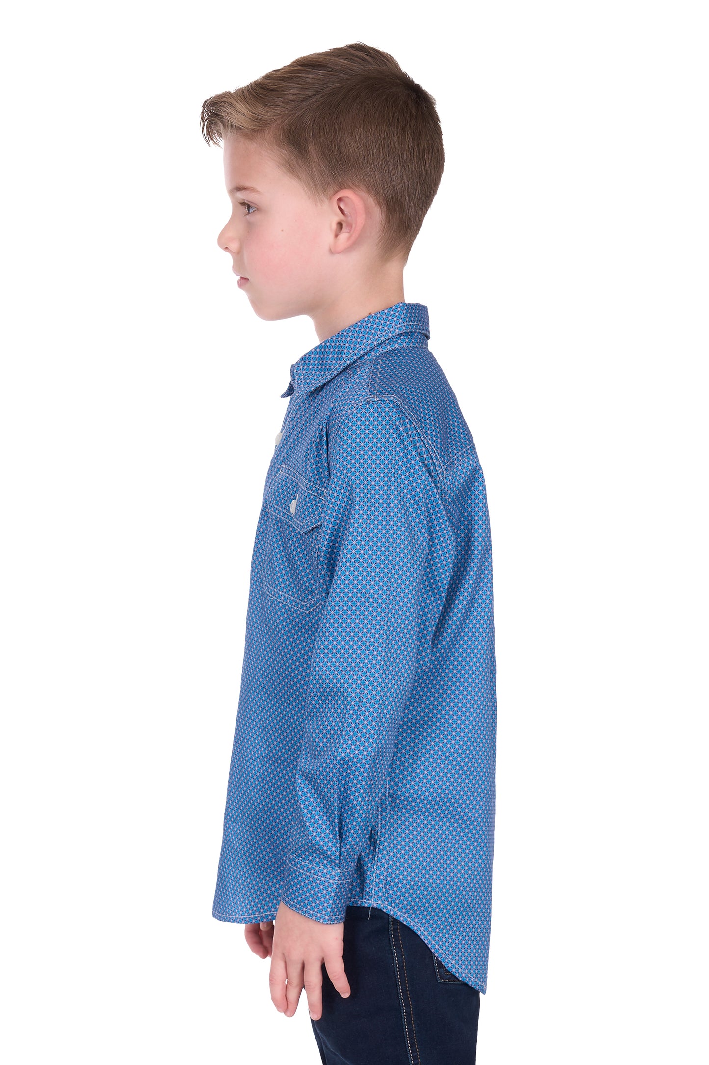 Hard Slog Kid’s Holden Half Placket Long Sleeve Shirt – Navy/Blue