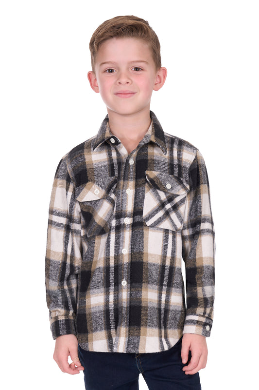 Hard Slog Boy’s King Thermal Long Sleeve Shirt – Black/Tan
