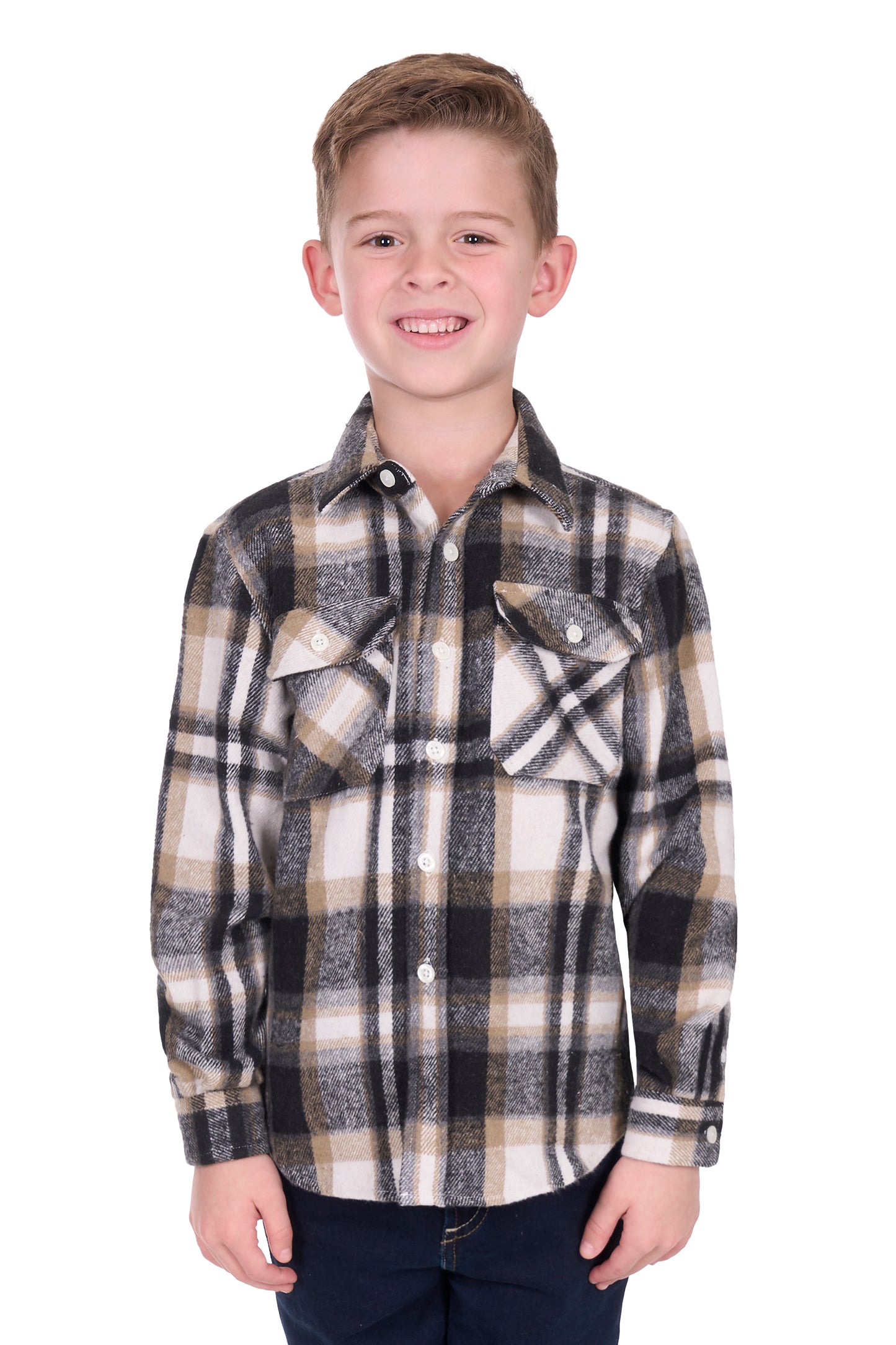 Hard Slog Boy’s King Thermal Long Sleeve Shirt – Black/Tan