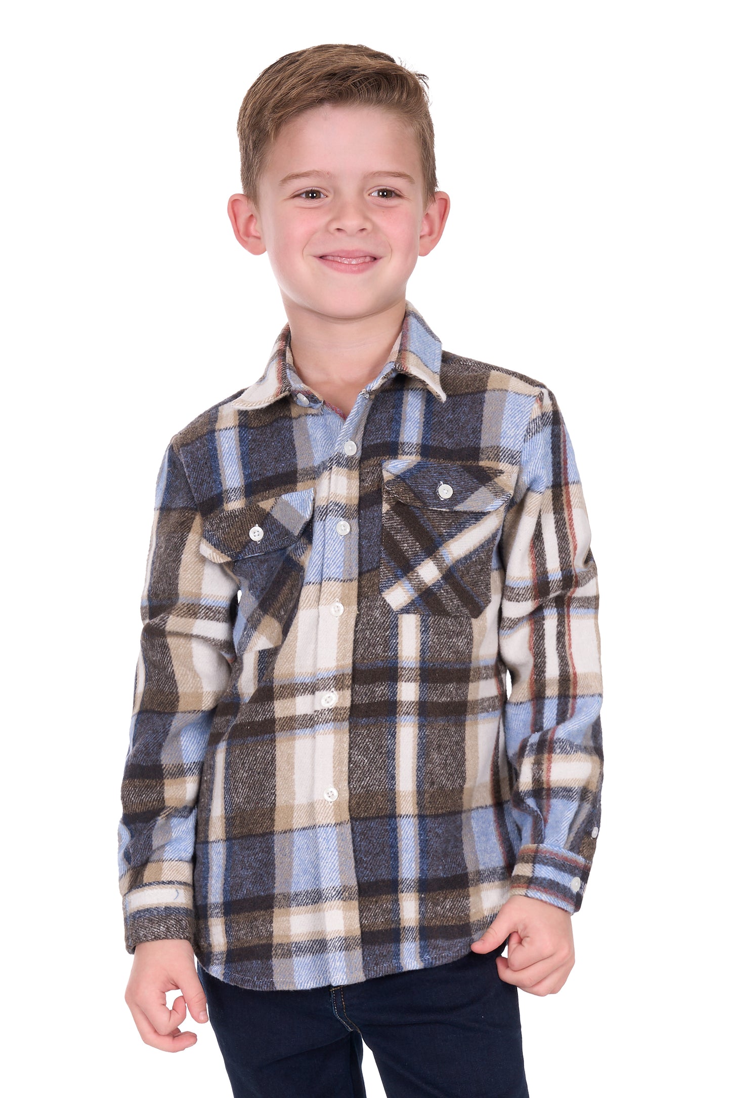 Hard Slog Boy’s Victor Thermal Long Sleeve Shirt – Tan/Light Blue