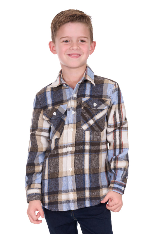 Hard Slog Boy’s Victor Thermal Long Sleeve Shirt – Tan/Light Blue