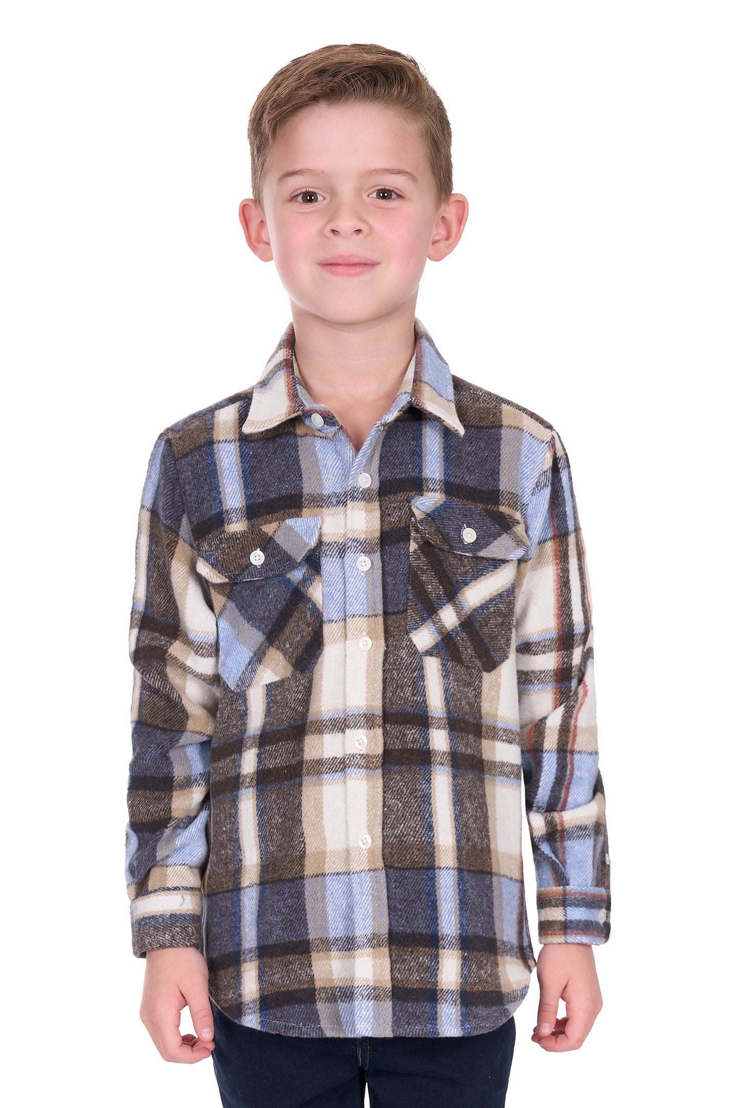 Hard Slog Boy’s Victor Thermal Long Sleeve Shirt – Tan/Light Blue