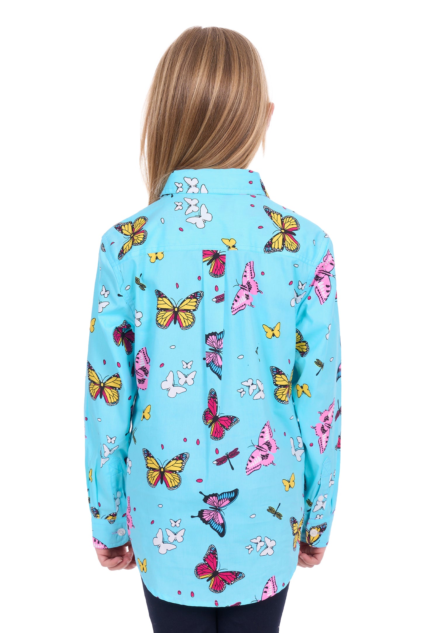 Hard Slog Girl's Iva Half Placket Long Sleeve Shirt - Blue