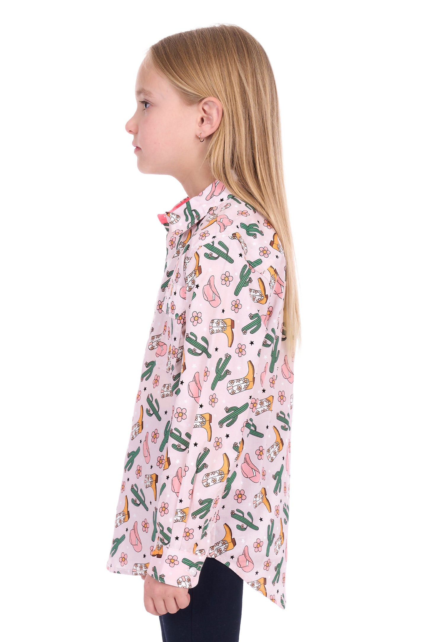 Hard Slog Girl’s Cleo Half Placket Long Sleeve Shirt - Pink