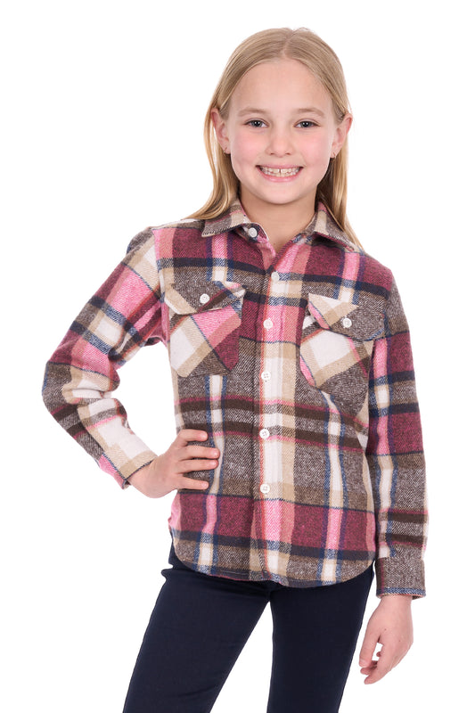 Hard Slog Kid’s Ori Thermal Long Sleeve Shirt – Pink/Tan