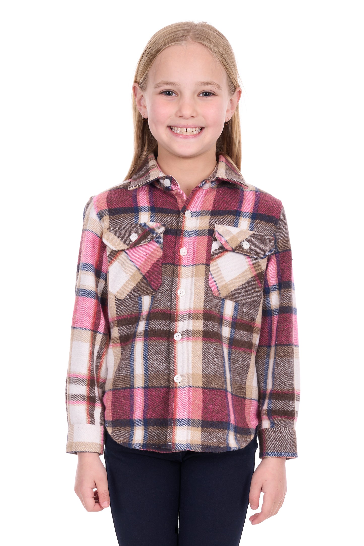 Hard Slog Kid’s Ori Thermal Long Sleeve Shirt – Pink/Tan