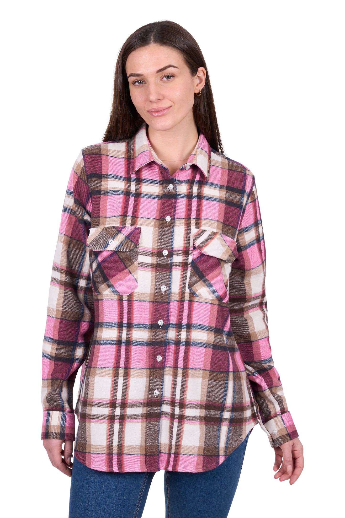 Hard Slog Women’s Ori Thermal Long Sleeve Shirt - Pink/Tan