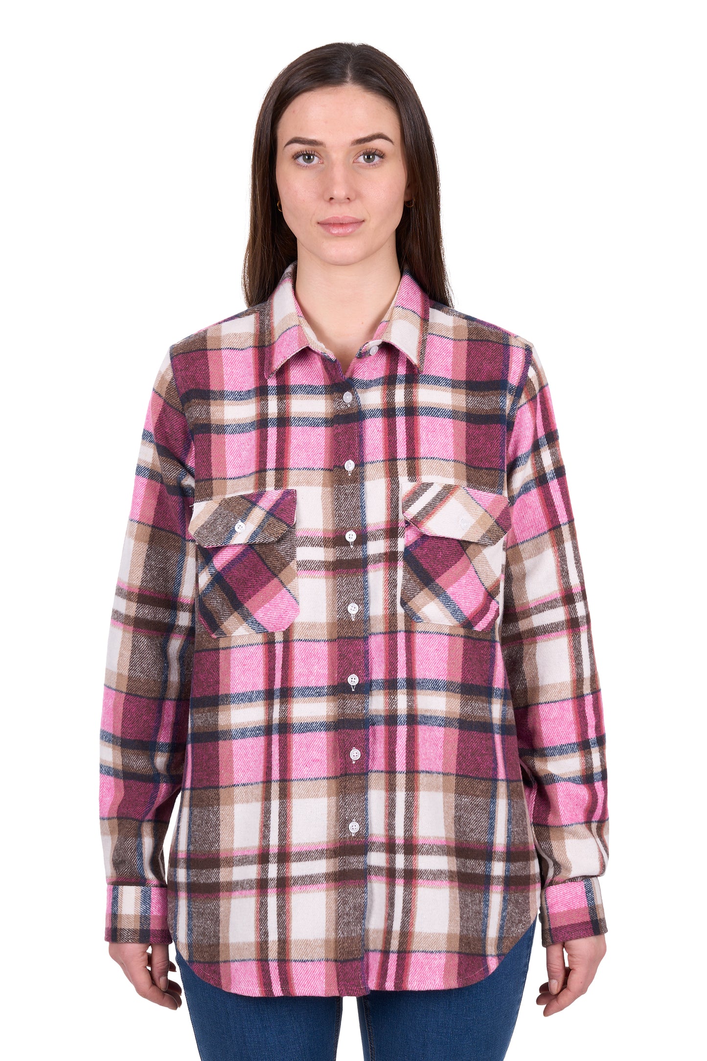 Hard Slog Women’s Ori Thermal Long Sleeve Shirt - Pink/Tan
