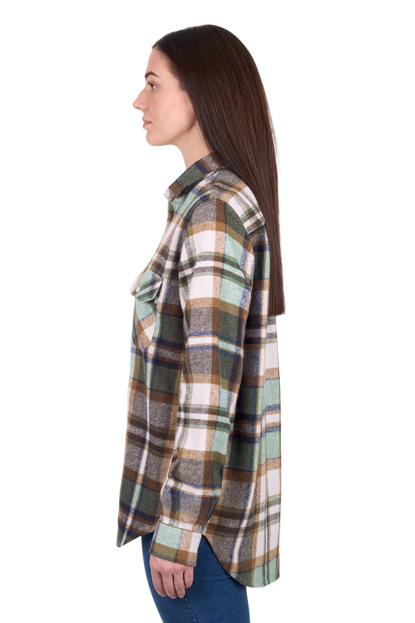 Hard Slog Women’s Elle Thermal Long Sleeve Shirt – Green/Tan