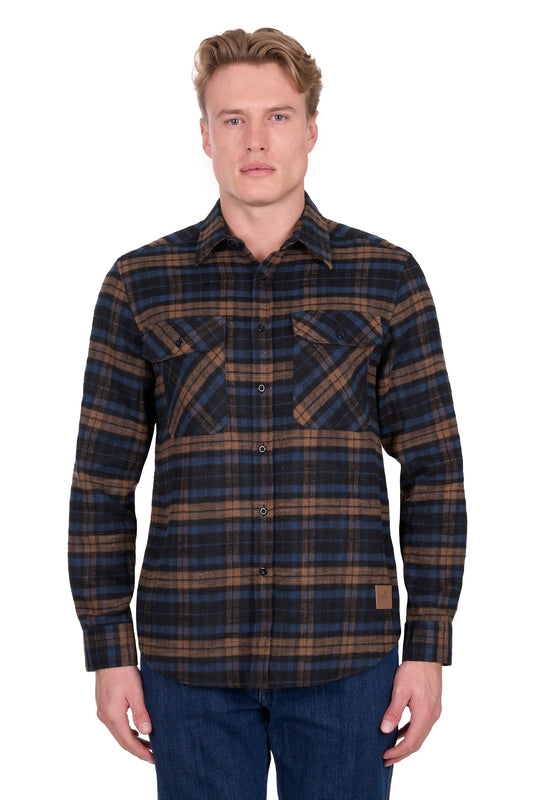 Dux Bak Men’s Hunter Thermal  Long Sleeve Shirt - Navy/Dark Tan
