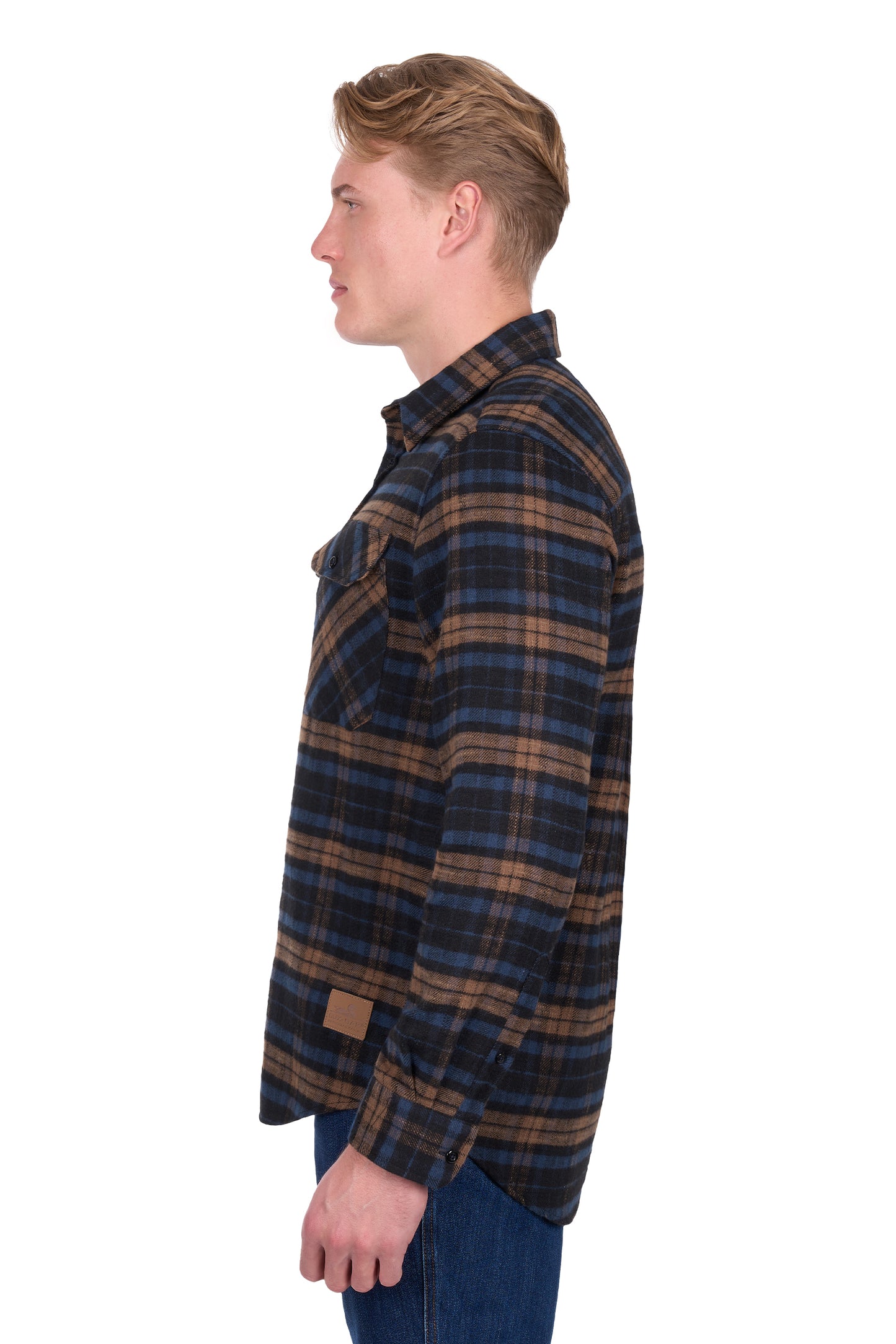 Dux Bak Men’s Hunter Thermal  Long Sleeve Shirt - Navy/Dark Tan