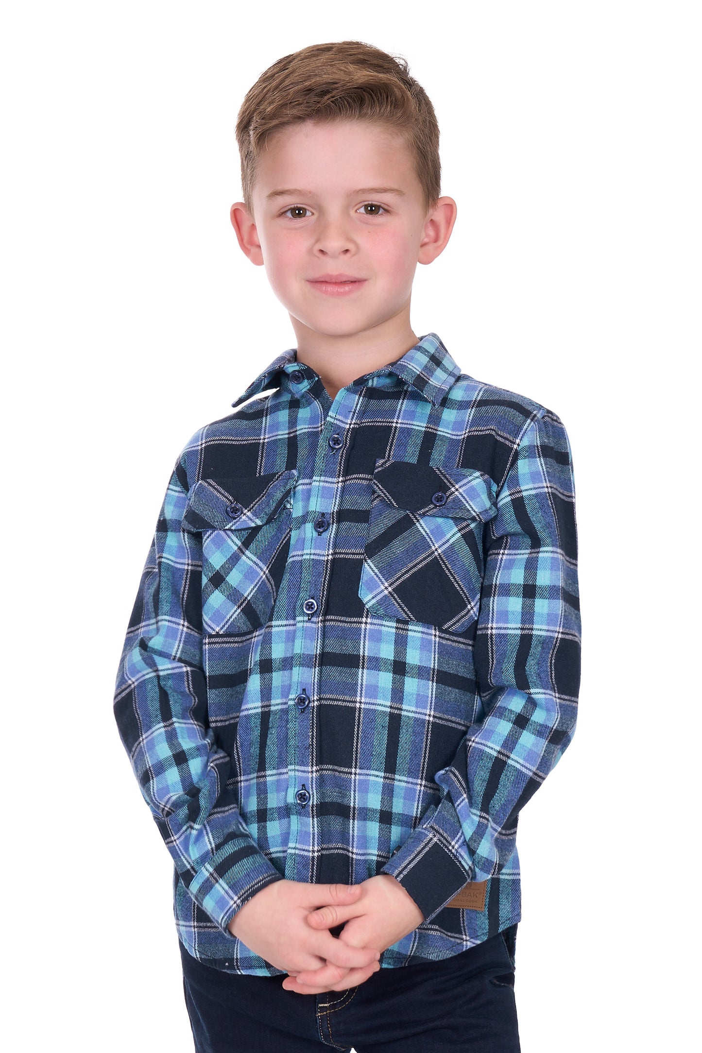 Dux Bak Boy’s Camden Thermal Long Sleeve Shirt - Navy/Teal