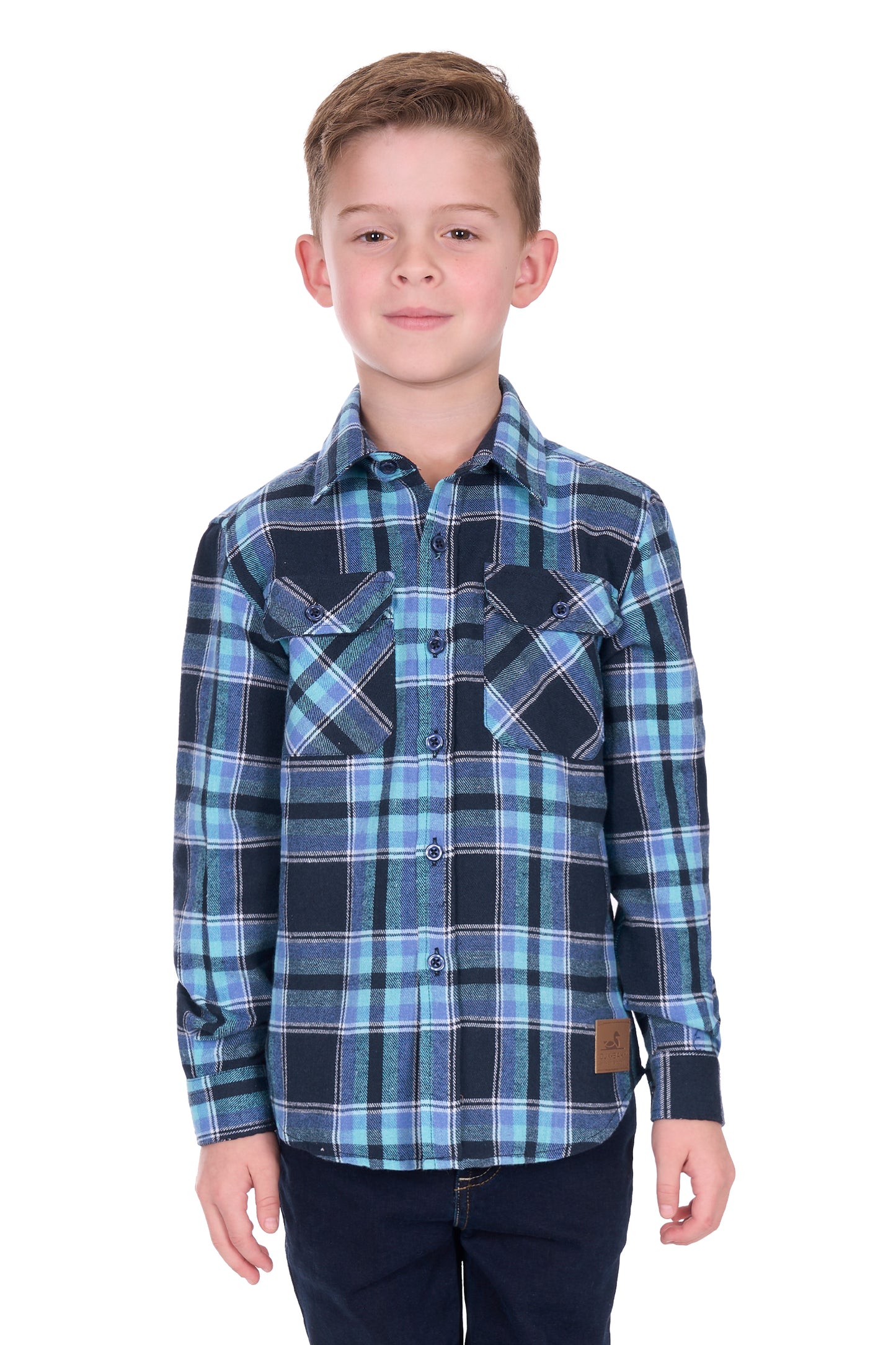 Dux Bak Boy’s Camden Thermal Long Sleeve Shirt - Navy/Teal