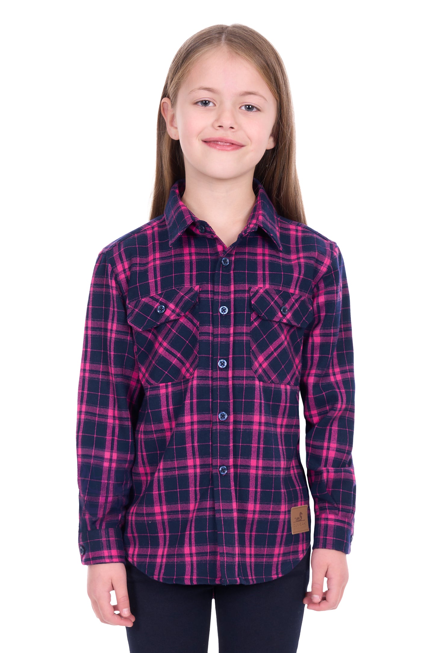 Dux Bak Girl’s Sybel Thermal Long Sleeve Shirt - Pink/Navy